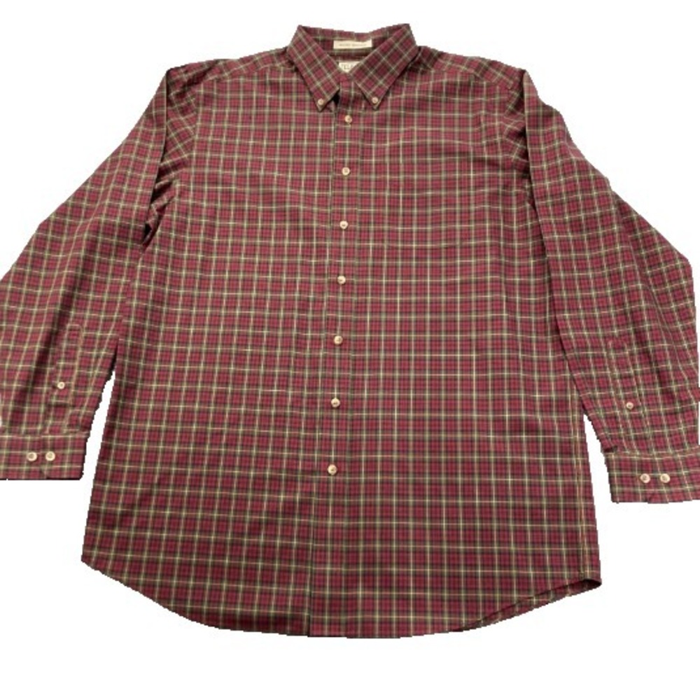 L.L. Bean Wrinkle Resistant Long sleeve Plaid Stripe Shirt Men's Lg-Tall 0YP39